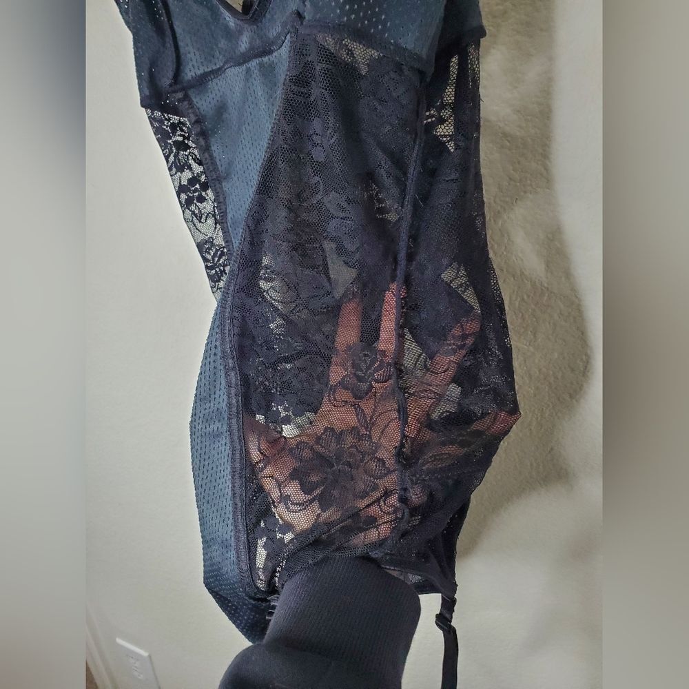 Yandy Black Pleather-Looking with Lace Lingerie Bodysuit - Picture 7 of 11